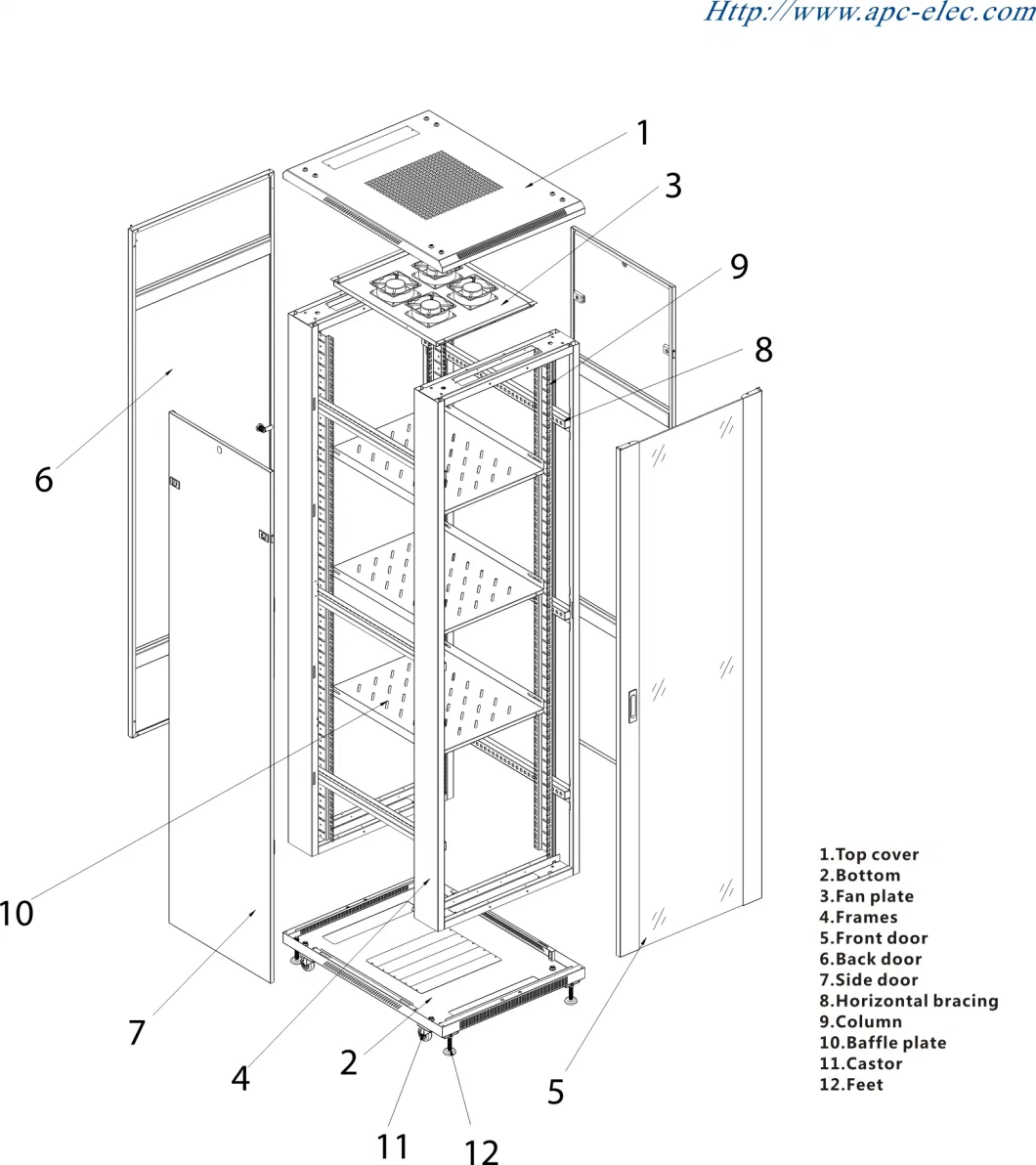 19 Inch Data Center Server Rack 42u Floor Standing Glass Door Server Cabinet, Rack Cabinet Network Cabinet