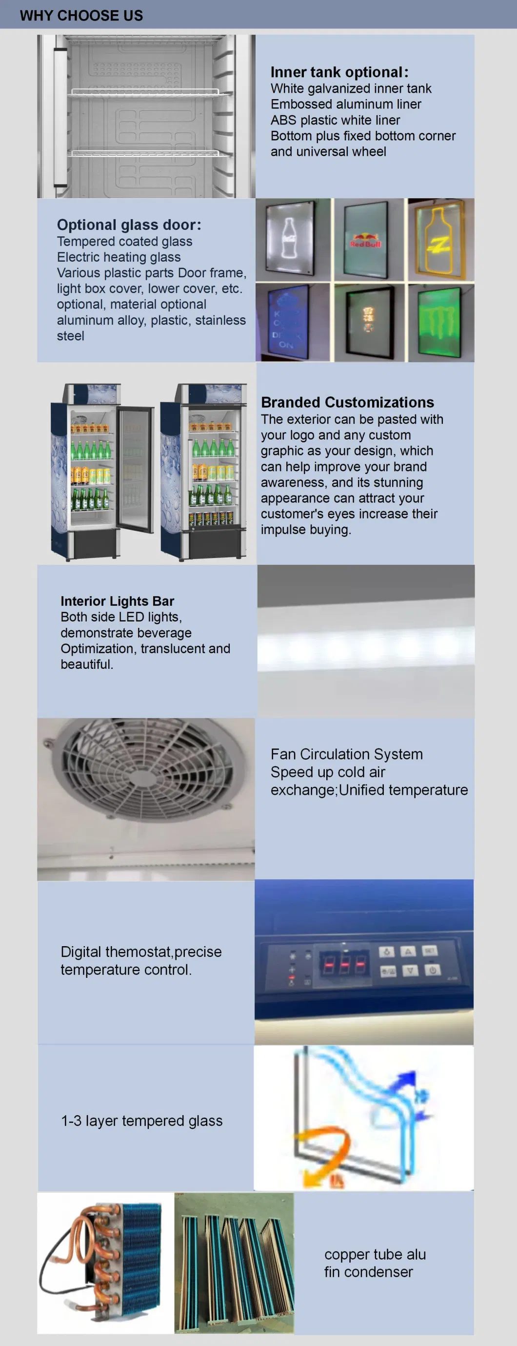 Supermarket Commercial Upper and Lower Door Beverage Display Refrigerator/Cooler Display Cabinet