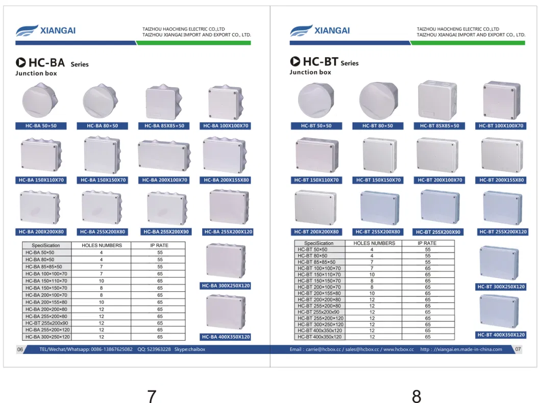 Waterproof Junction Box of Hc-Ba300*250*120mm Electrical Plastic Box IP65