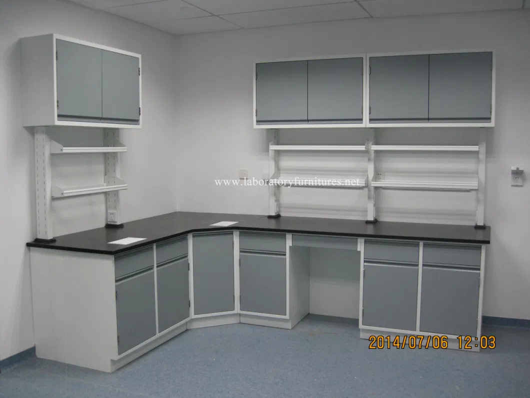 Steel Laboratory Bench Laboratory Furniture with Wall Mounted Cabinets