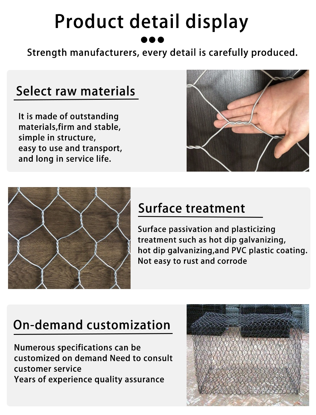 Hexagonal Gabion Basket Mesh Fence PVC Coated Gabions Box Galvanized Gabion Wall Cages Box