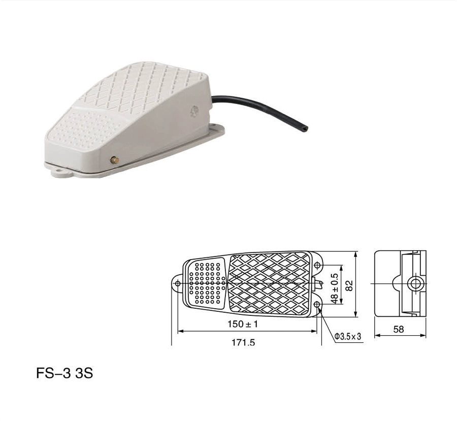 Fs-3 Foot Switch Controlled Machinealuminum Alloy Housing and 10cm Wire