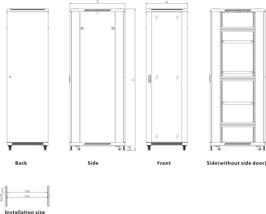 19 Inch Data Center Server Rack 42u Floor Standing Glass Door Server Cabinet, Rack Cabinet Network Cabinet