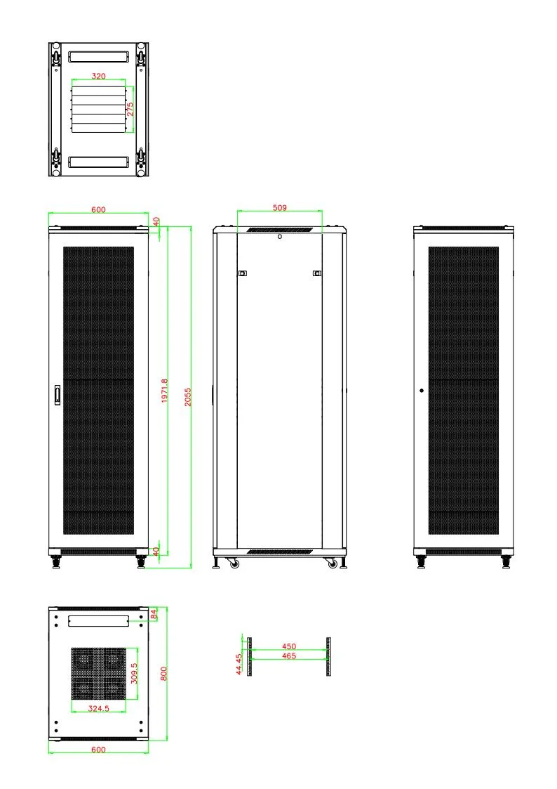 19 Inch Data Center Server Rack 42u Floor Standing Glass Door Server Cabinet, Rack Cabinet Network Cabinet