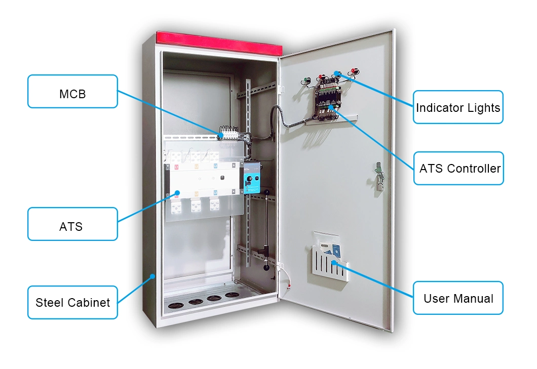 Aisikai Hot Selling ATS Panel Generator Control 380V/400V 400A 2p ATS Cabinet