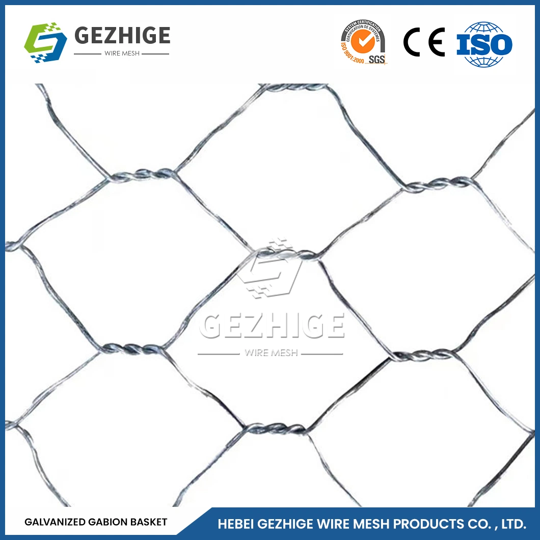 Gezhige 60X80 mm Building Gabions Factory 3.0-4.0mm Selvedge Wire Thickness Plastic Coated Hexagonal Gabion China 4.0*1.0*1.0 M Foldable Gabion Box