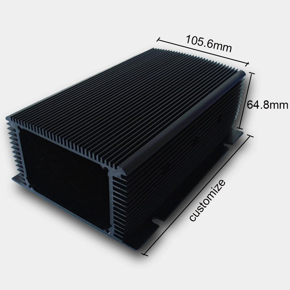 W105.6*H64.8mm Black Anodized Aluminum Extrusion Box Enclosure Case