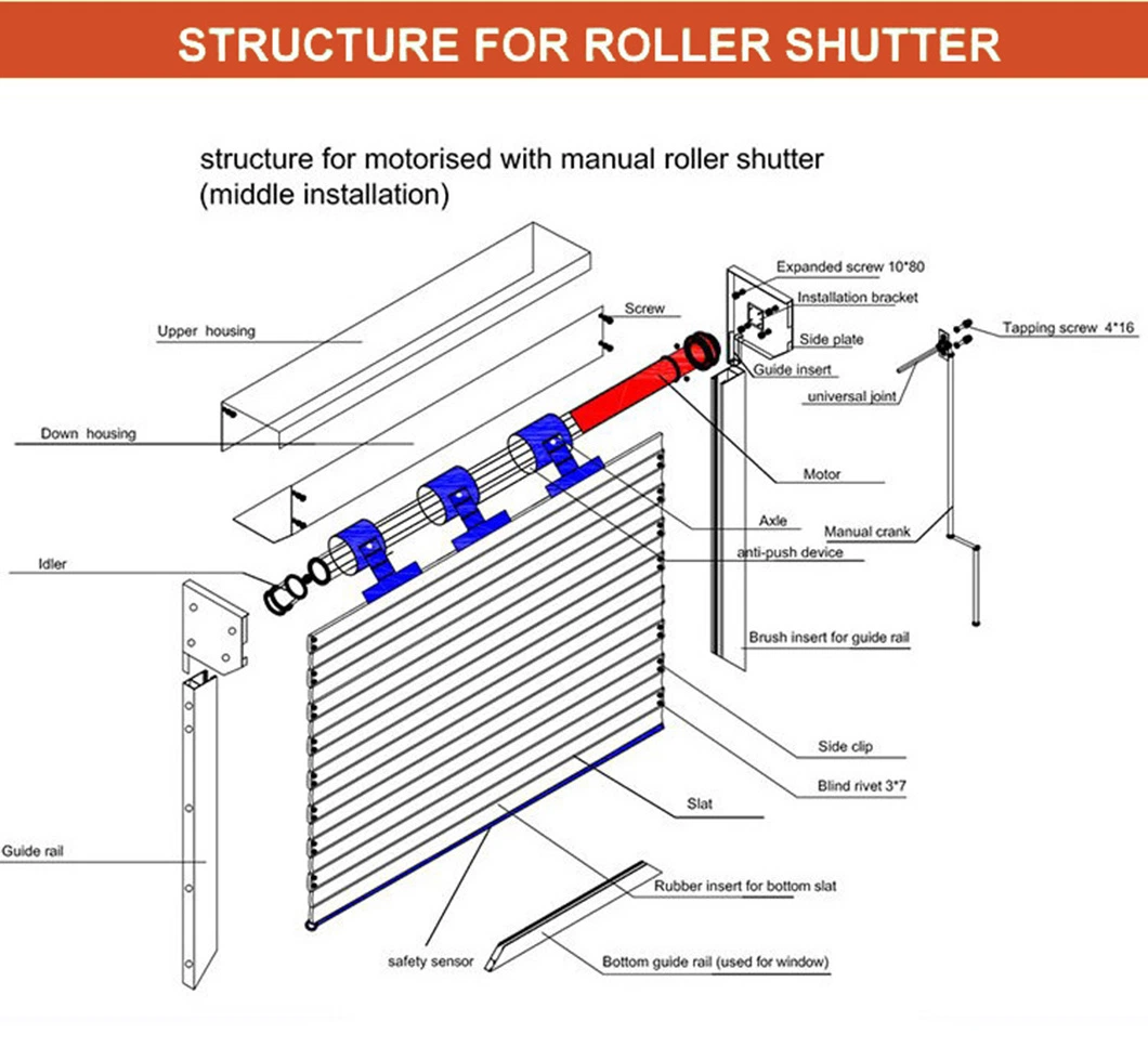 China Supplier Metal Rolling up House Outdoor Waterproof Garage Shutter Door