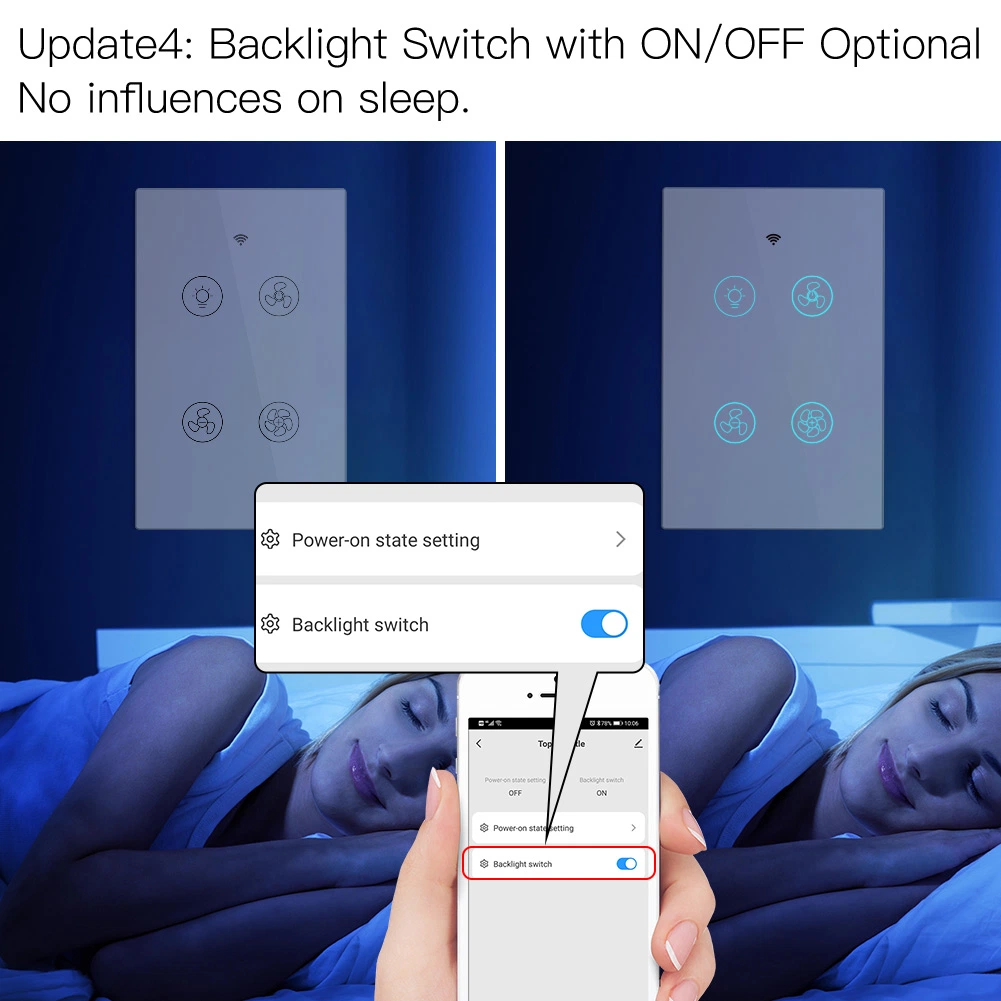 New Touch Panel Smart Fan Light Switch Tuya APP Remote Speed Control Voice WiFi Ceiling Fan Light Wall Switch