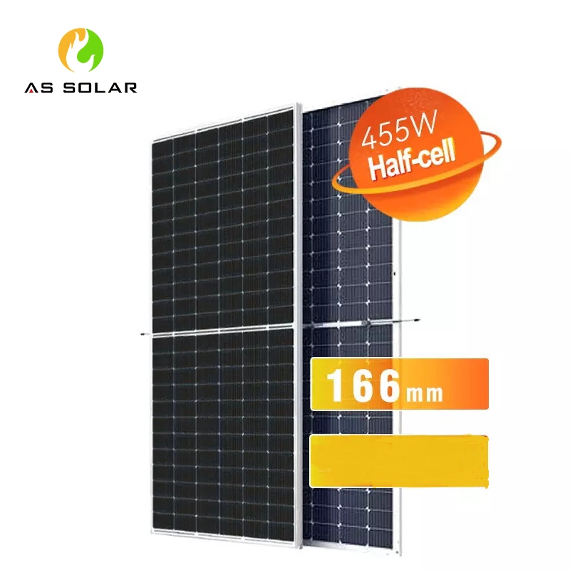 Solar Panels PV Module Wholesale 455W 166mm All Black Half-Cut Solar Water Pump Power Solar System Sun Electrical Power