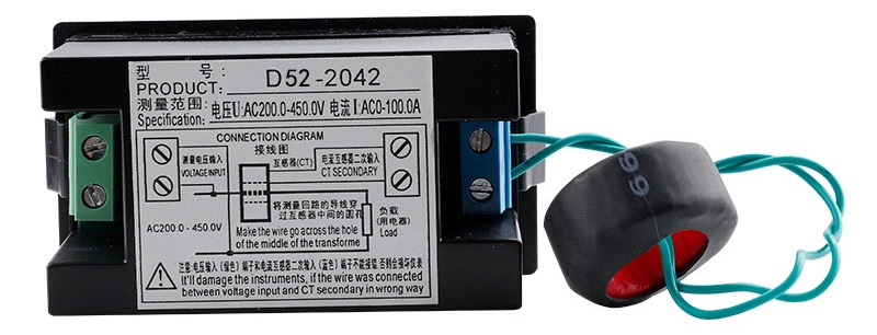 D52-2042 100A 450V High Accuracy LED Digital Dual Display AC Voltmeter Ammeter Panel AMP Volt