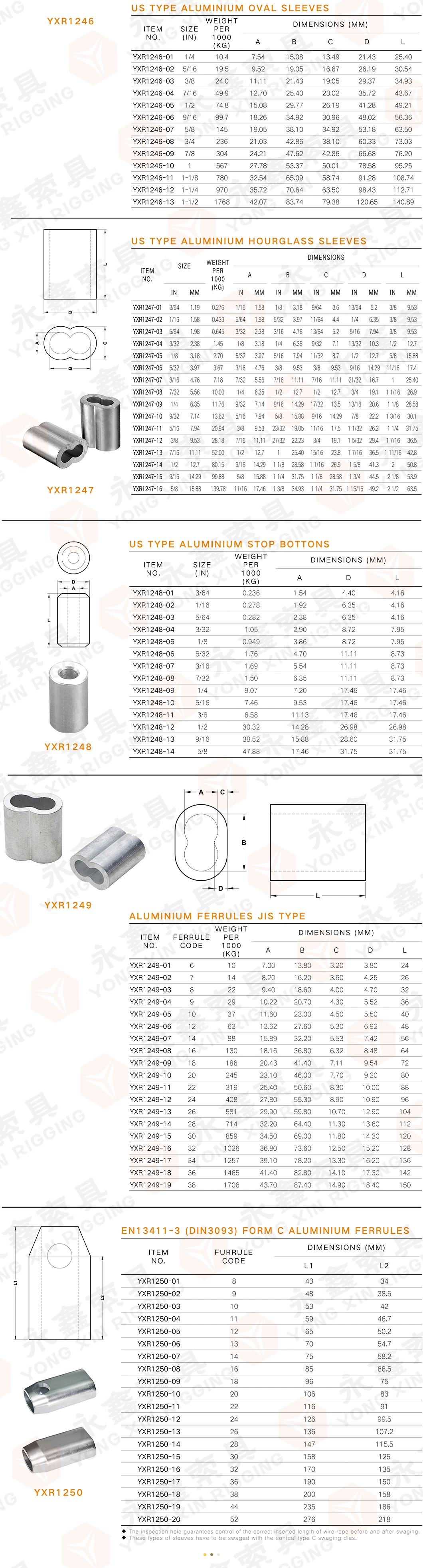 Aluminum Crimping Loop Sleeve Wire Rope Sleeves Double Barrel Ferrule for Wire Rope