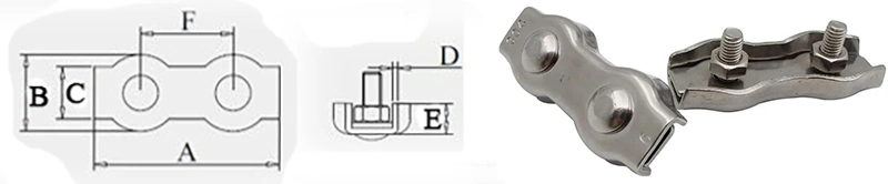 AISI304 or 316 Stainless Steel Double Grips Duplex Wire Rope Clip for Cable Fixing