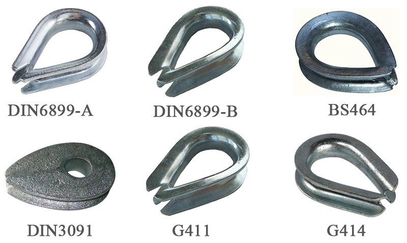 Rigging Hardware Lifting Galvanized or Stainless Steel Wire Rope Thimble with BS464 Standard