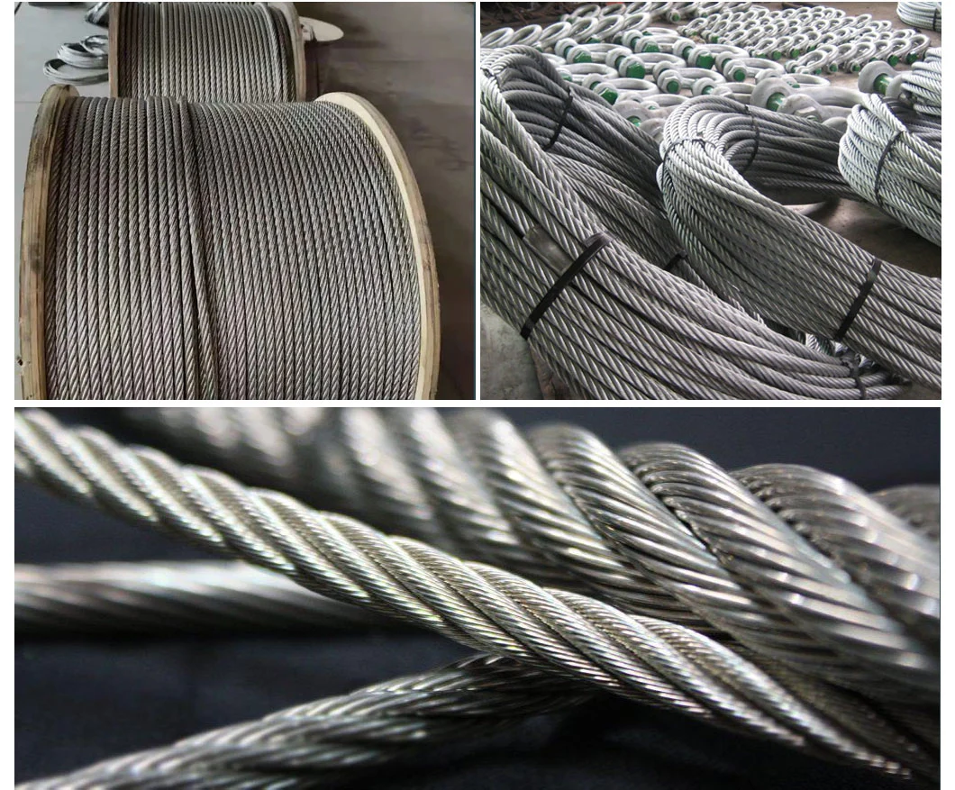 Stainless Steel Wire Rope for Industry Machine 3mm 7*7 10mm 19*7 6*36 6*29 Galvanized Steel Wire Rope