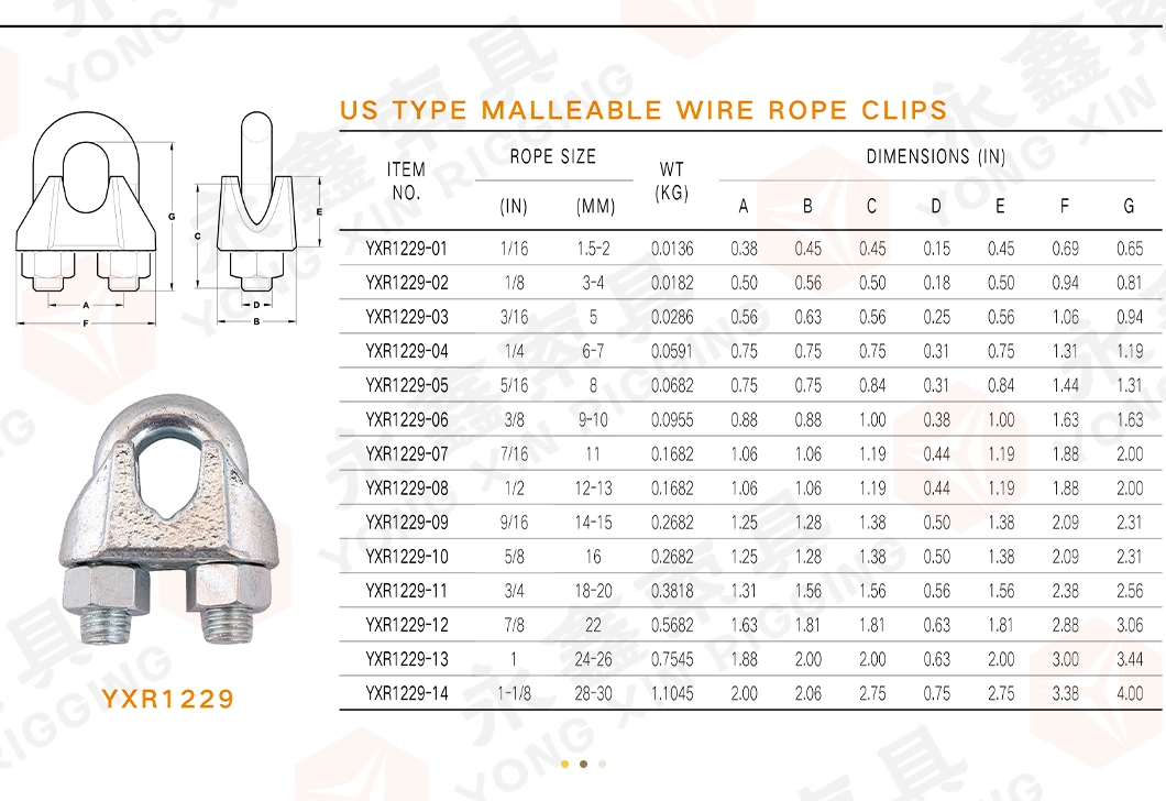 Custom DIN1142 Malleable Steel Wire Rope Clips with Cheap Price