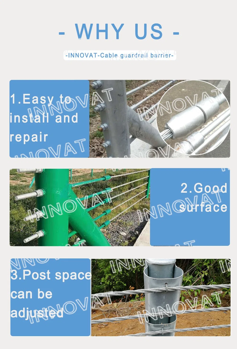 Road Side Flexible Steel Wire Rope Guardrail Soft Cable Barrier