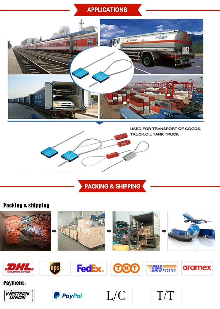 Security Pull Tight Lock Wire Rope Cable Seals for Tanker Container Doors