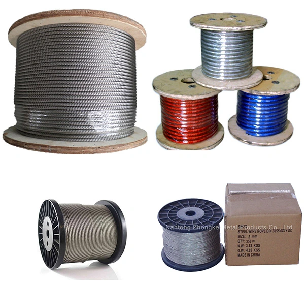 2022 6X7+FC 6X19+FC 7X7 7X19 High Tensile Steel Rope Steel Wire Cable Braided Stranded Steel Wire Rope