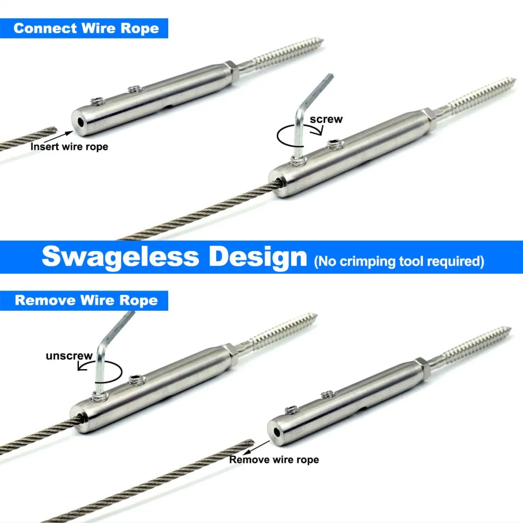 Wire Railing Deck Steel Wire Rope Stainless Steel Connector/Tensioner Kit
