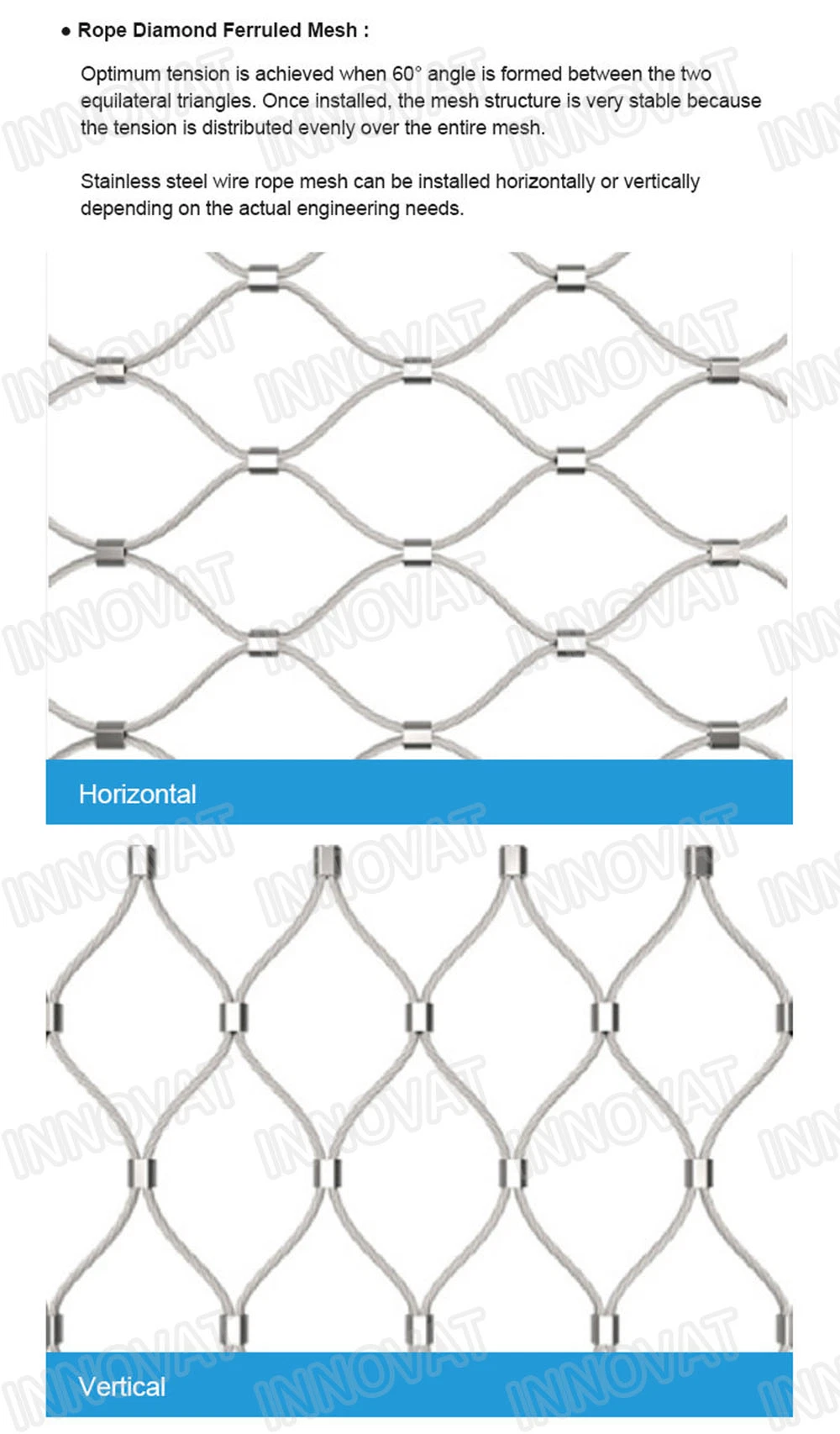 Diamond Ferruled Stainless Steel Wire Rope Mesh Net Cable Balustrade Railing Infill Mesh