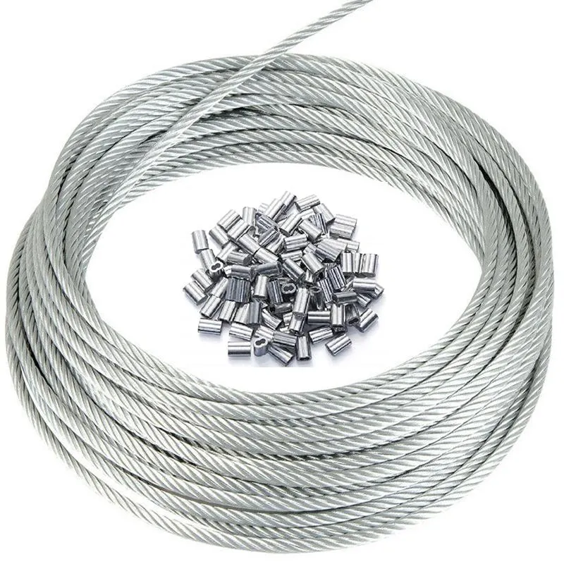 Stainless Steel Wire Rope, 7X7 Vinyl Coated 1/16&quot; Diameter 368 Lbs Breaking Strength for 304 Stainless Steel Wire Rope