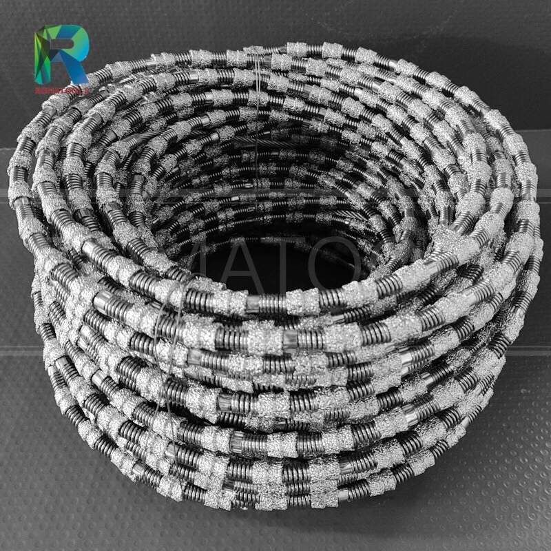 10.5mm Vacuum Brazed Diamond Wire Rope for Marble Dry Cutting Spring Type From Romatools