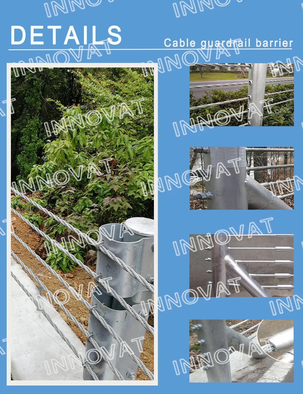 Zinc Coated Cable Safety Highway Guardrail High Tensile Steel Wire Ropes