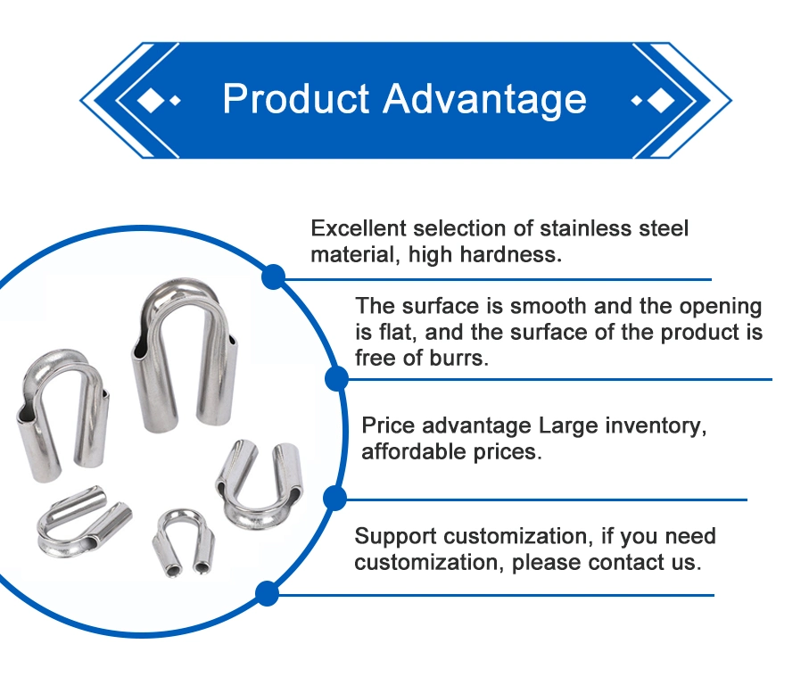 Customtube Thimble Stainless Steel Wire Cable Thimbles Open Tube Type Rope Thimble