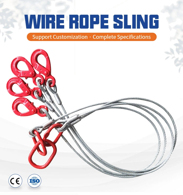 Customized Galvanized Steel Wire Rope Cable Slings with Thimble and Hook