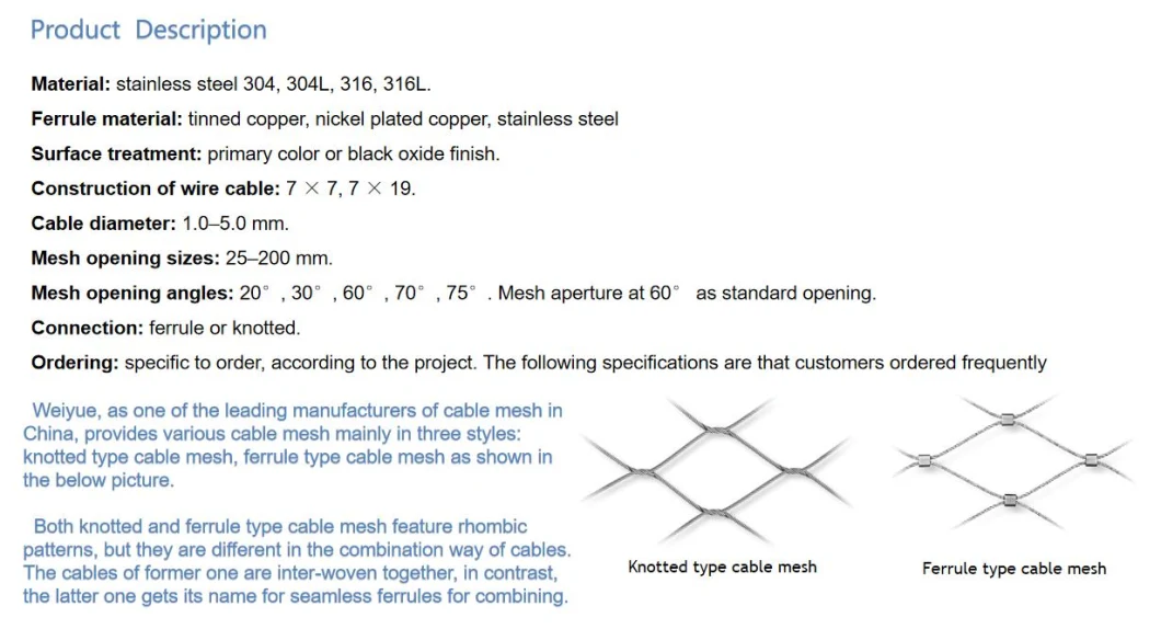 304 316 Stainless Steel Wire Mesh Flexible Cable Wire Rope X-Type Mesh