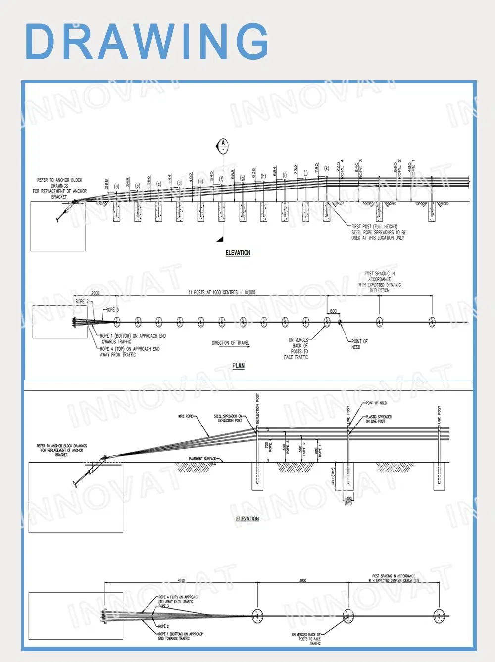 Road Side Flexible Steel Wire Rope Guardrail Soft Cable Barrier