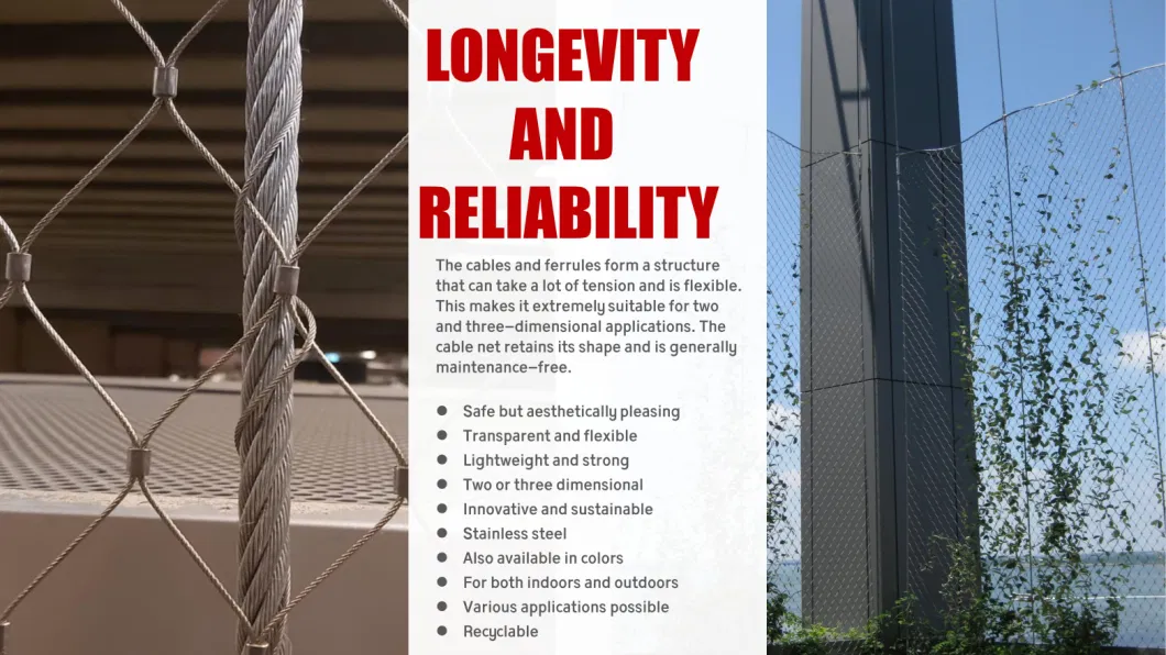 Architectural Flexible Cable Mesh Stainless Steel Wire Rope Balustrade