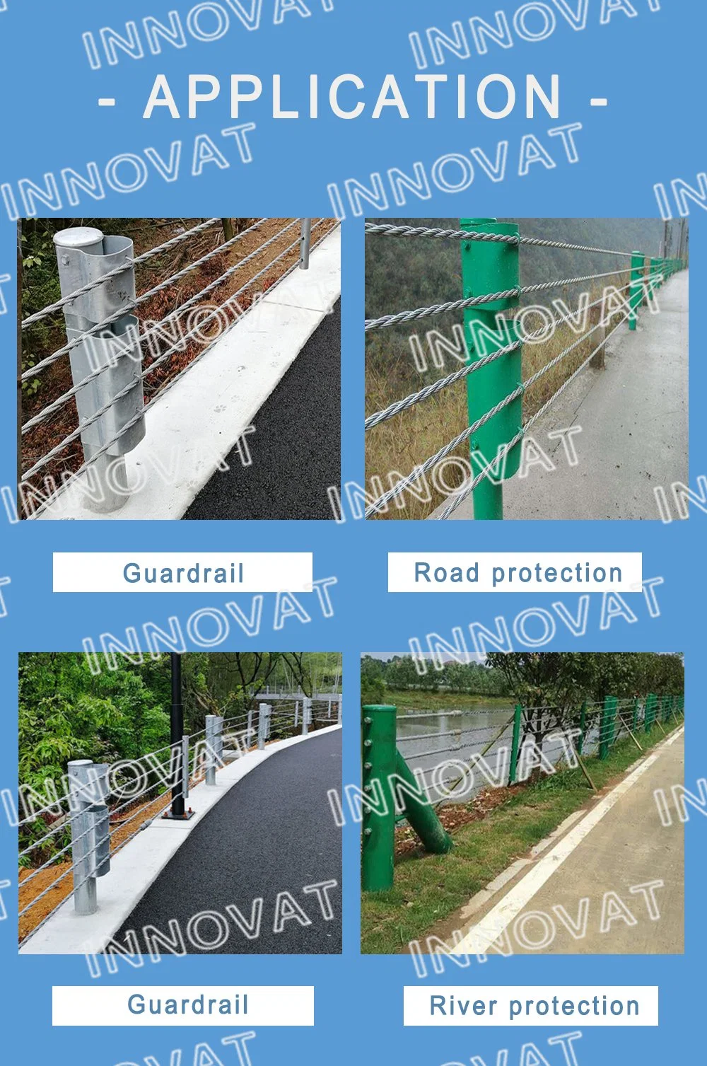 Road Side Flexible Steel Wire Rope Guardrail Soft Cable Barrier