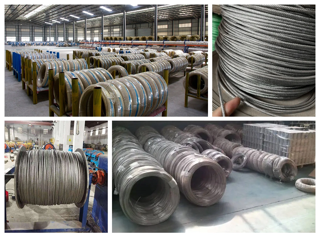 AISI 316 304 316L 308 309 316 317 347 7X7 Stainless Steel Wire Rope Made for Balustrade