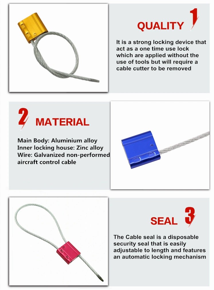 Security Pull Tight Lock Wire Rope Cable Seals for Tanker Container Doors