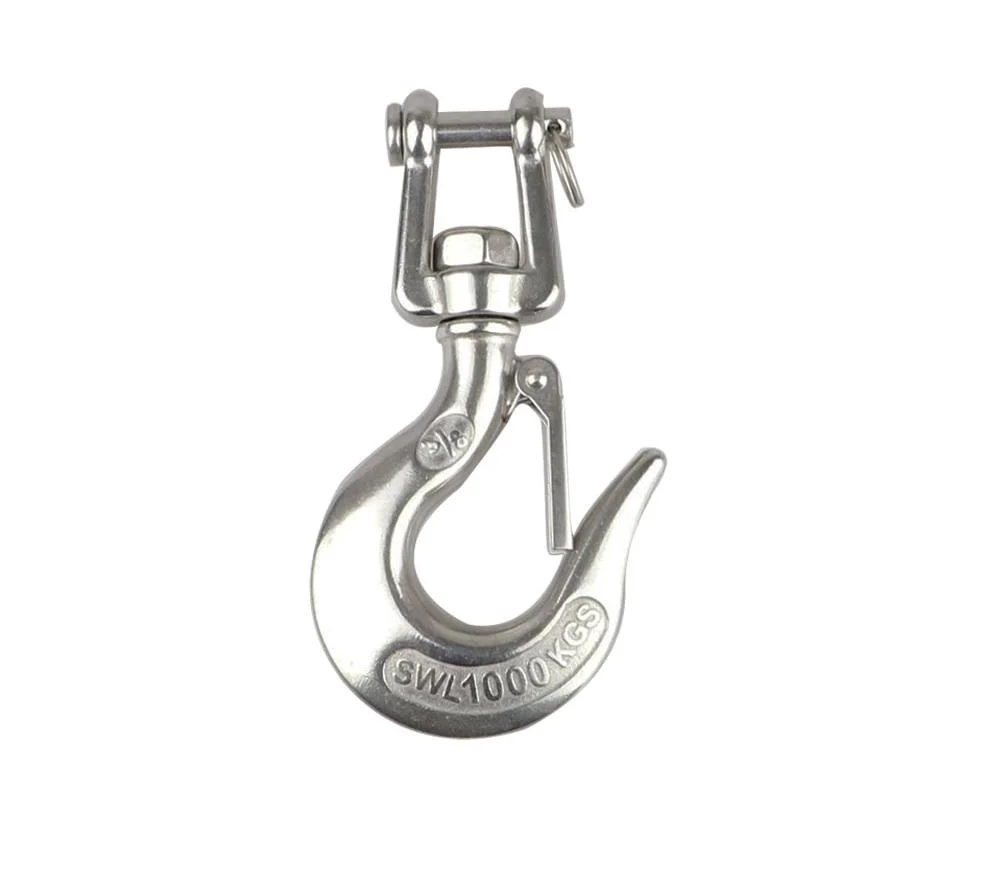 Newest Sale Precision Manufactured Stainless Steel Swivel Jaw Crane Hooks Cargo Hook Hardware Fitting for Wire Rope