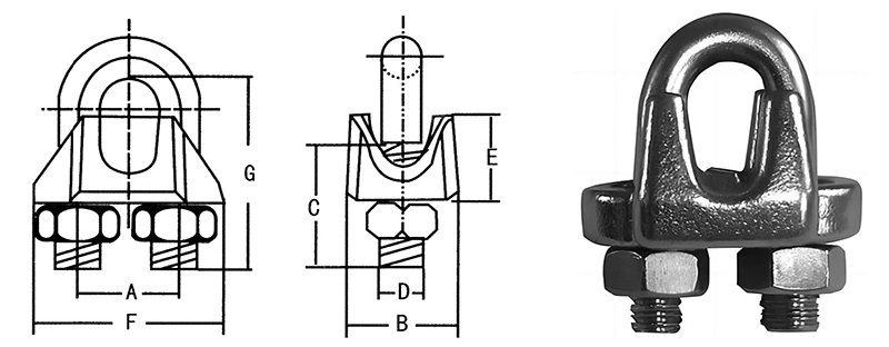 G450 Us Type Wire Rope Fitting Clamp / Drop Forged Steel Cable Clip