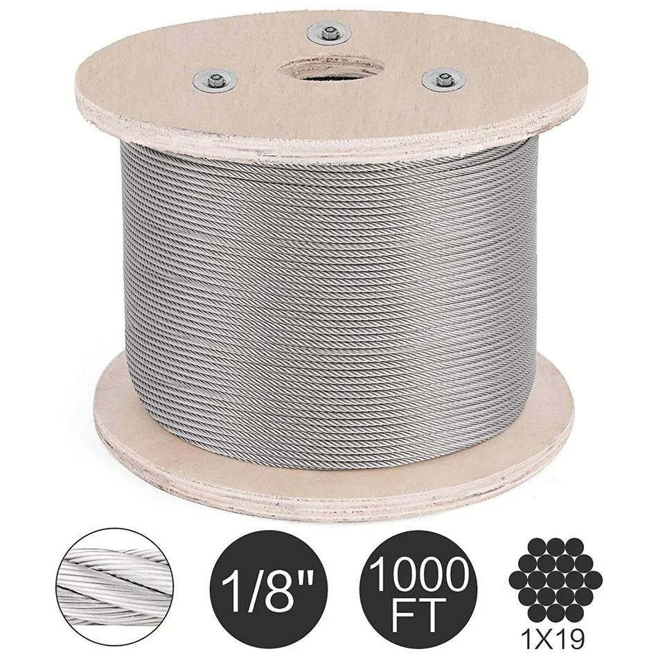 Stainless Steel Wire Rope, 7X7 Vinyl Coated 1/16&quot; Diameter 368 Lbs Breaking Strength for 304 Stainless Steel Wire Rope