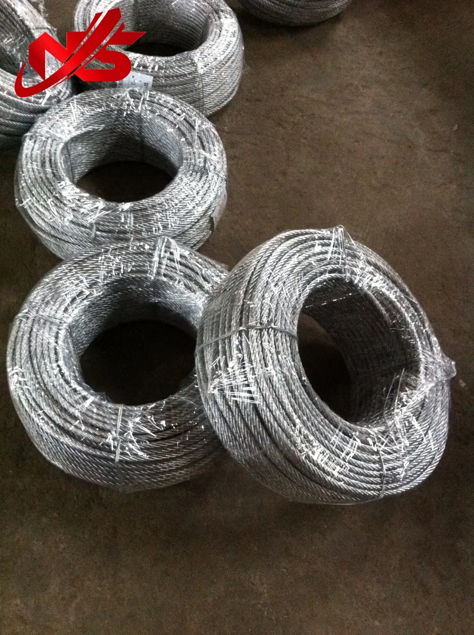7 X 19 Galvanized Steel Aircraft Cable 2.0 mm to 10mm Steel Wire Rope for Crane