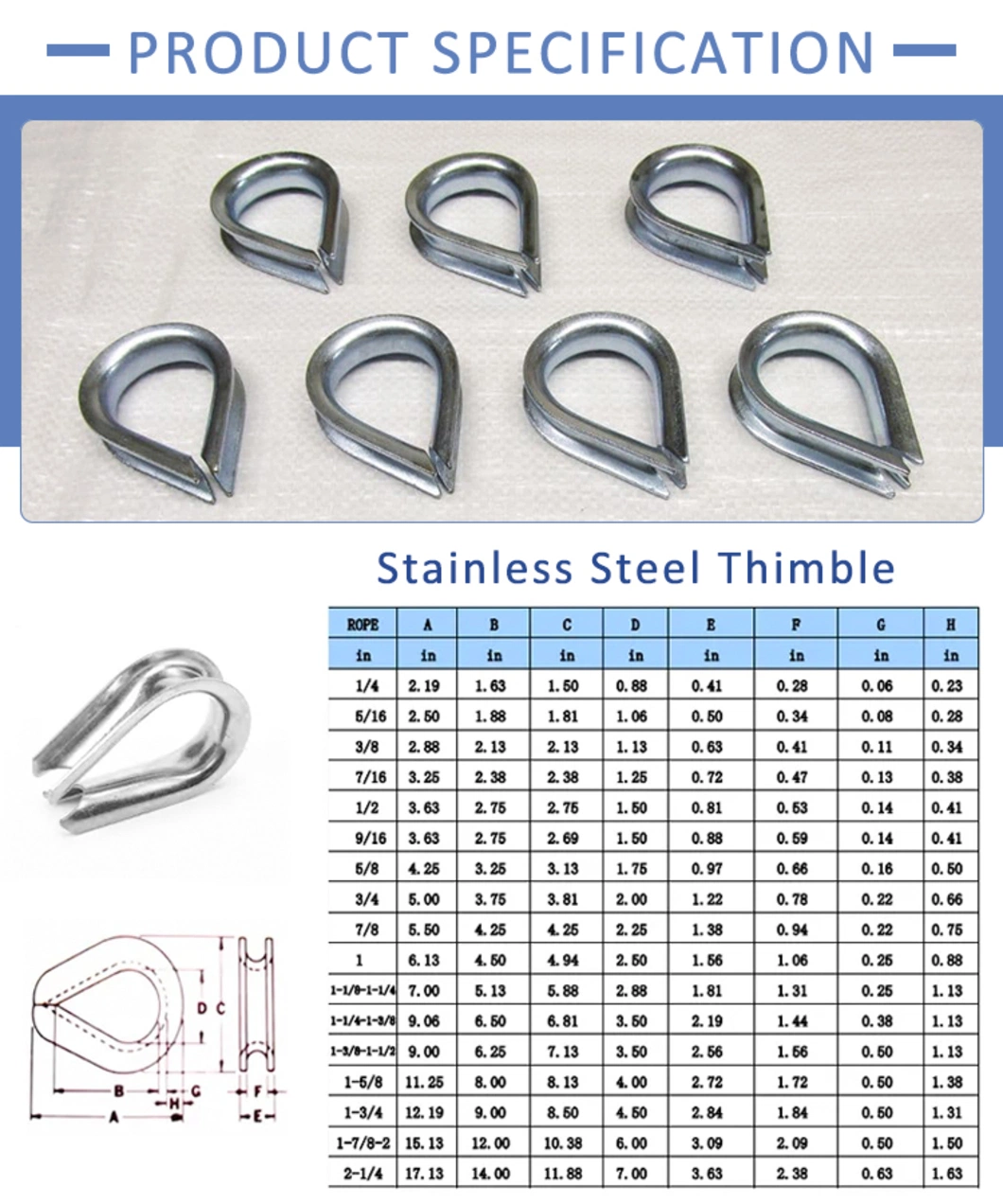 Stainless Steel Polished Wire Rope Socket Thimble