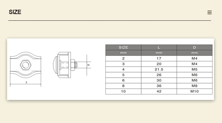 Stainless Steel Wire Rope Clips Fixing Simplex Wire Rope Clip Cable Clamp Caliper