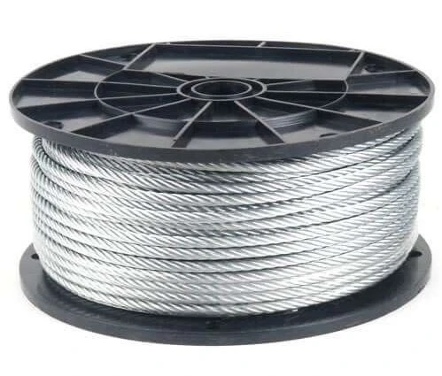 High Tensile Strength Electric Galvanized Steel Wire Rope 6*7+FC Structure with Coil Packing