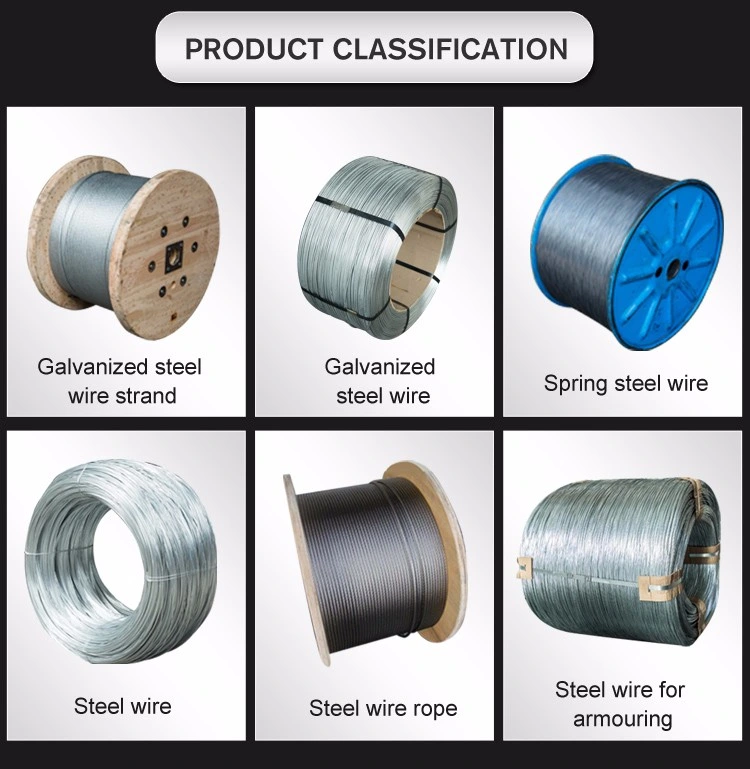 High Tensile Strength Electric Galvanized Steel Wire Rope 6*7+FC Structure with Coil Packing