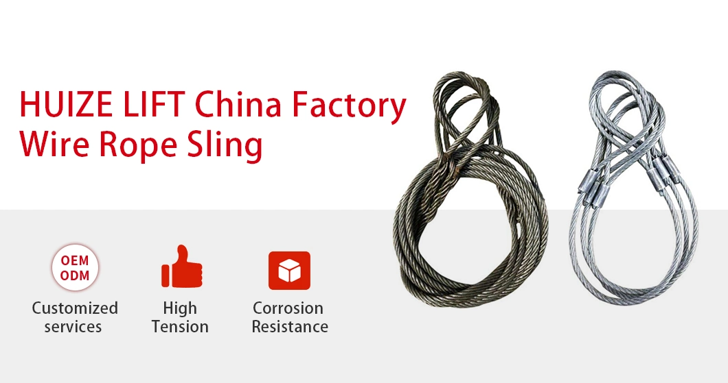 14*7m Pressed Steel Wire Rope Lifting Sling with Thimble Eye Machine Swaged