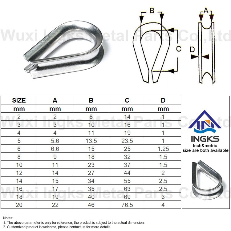 Wholesale Standard Model on Stock Stainless Steel 304 316 Wire Rope Thimble