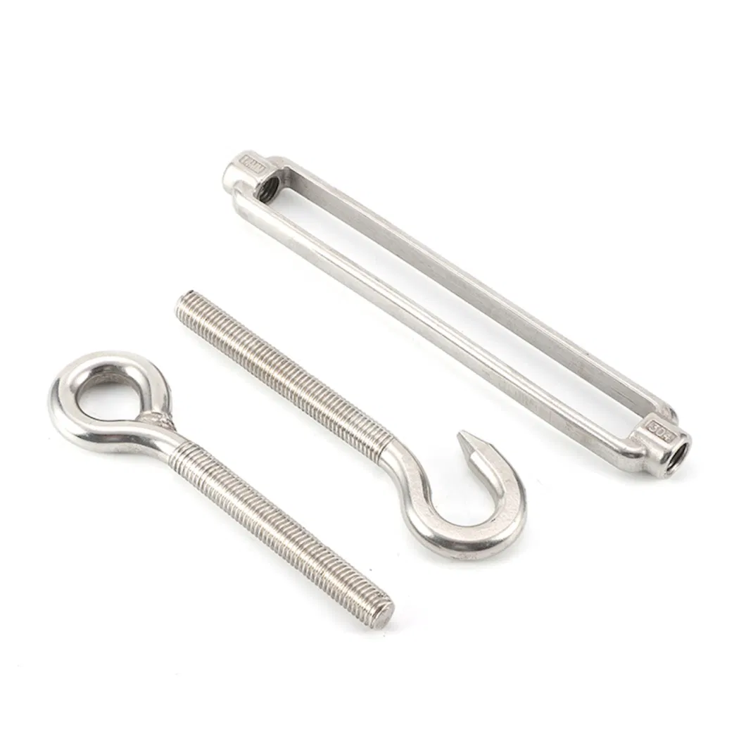 Stainless Steel Fencing Wire Hook Eye Jaw Wire Rope Cable Fitting Rigging Hardware Turnbuckle