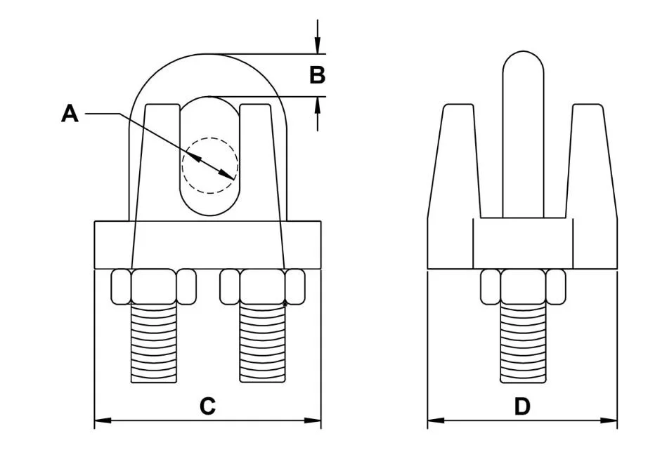 5/16&quot; Type 304 or 316 Stainless Steel Cast Wire Rope Clip, Bag of 50