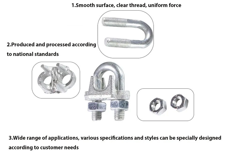 G450 Us Type Wire Rope Fitting Clamp / Drop Forged Steel Cable Clip