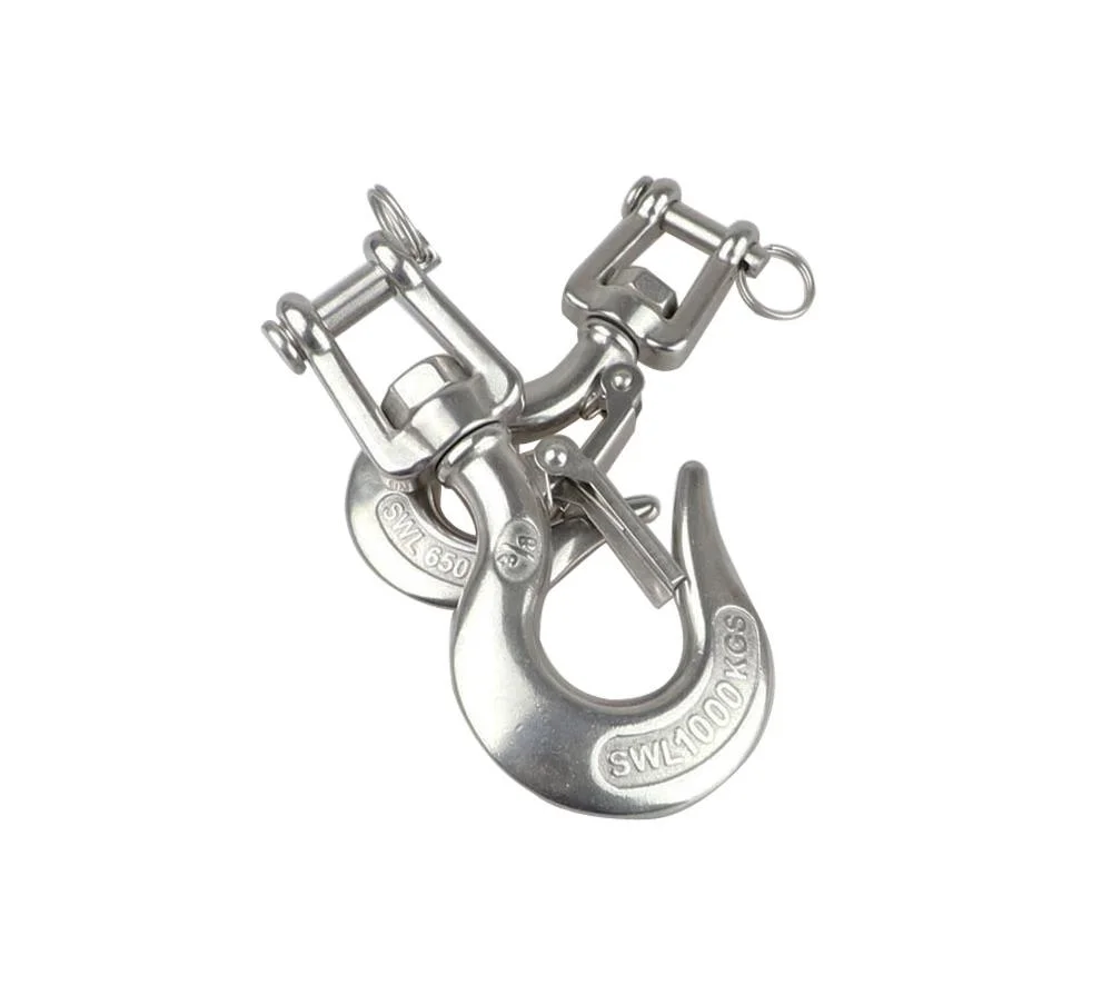 Newest Sale Precision Manufactured Stainless Steel Swivel Jaw Crane Hooks Cargo Hook Hardware Fitting for Wire Rope